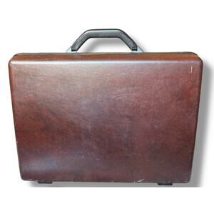 Vintage Brown Samsonite Hard-Shell Briefcase with Combination Lock